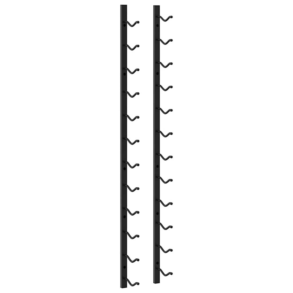 vidaXL Wall Mounted Wine Rack for 12 Bottles Black Iron