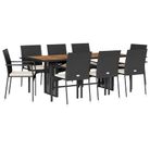 vidaXL 9 Piece Garden Dining Set with Cushions Black Poly Rattan