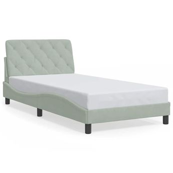 vidaXL Bed Frame without Mattress Light Gray 39.4"x74.8" Velvet