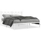 vidaXL Metal Bed Frame without Mattress with Headboard White 59.1"x78.7"