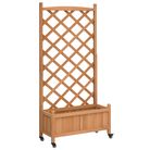 vidaXL Planter with Trellis and Wheels Brown Solid Wood Fir