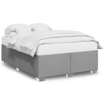 vidaXL Bed Frame without Mattress Light Grey Queen Fabric