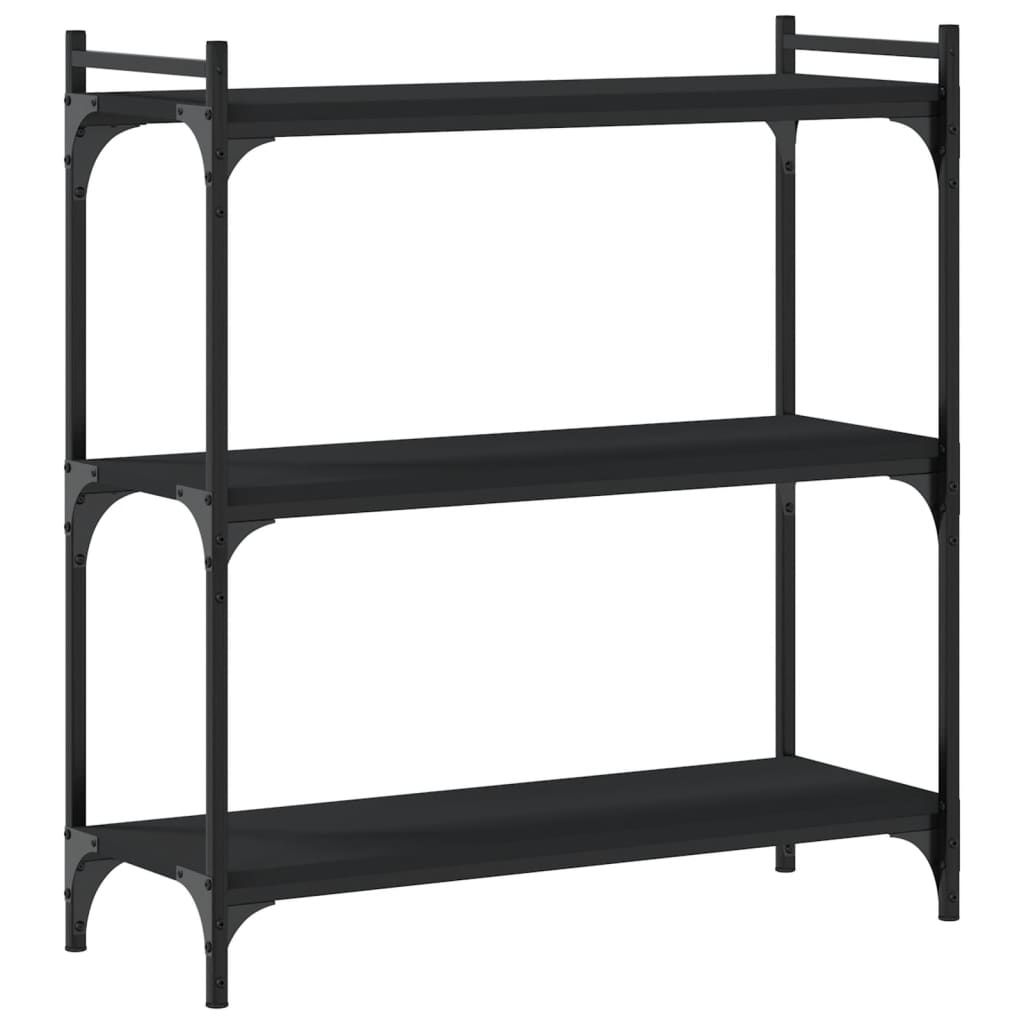vidaXL Bookcase 3-Tier Black 31.5"x11.8"x33.9" Engineered Wood