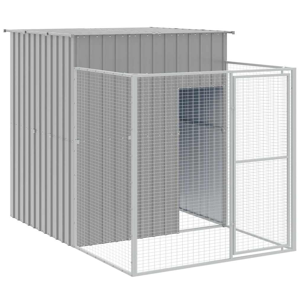 vidaXL Dog House with Run Light Gray 65"x98.8"x71.3" Galvanized Steel