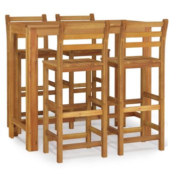 vidaXL 5 Piece Patio Bar Set Solid Wood Acacia