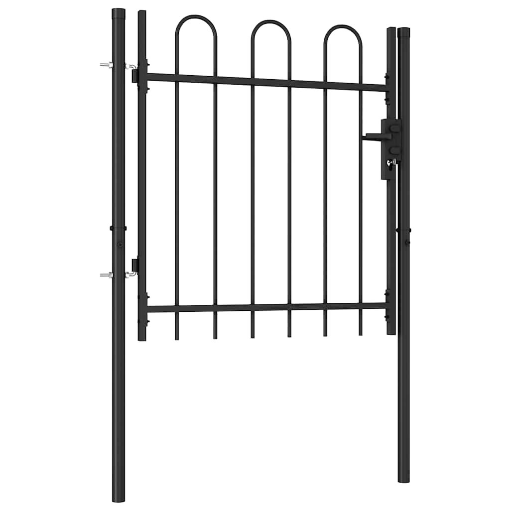 vidaXL Fence Gate BOXTEL Single Door with Arched Top Steel 1x1 m Black