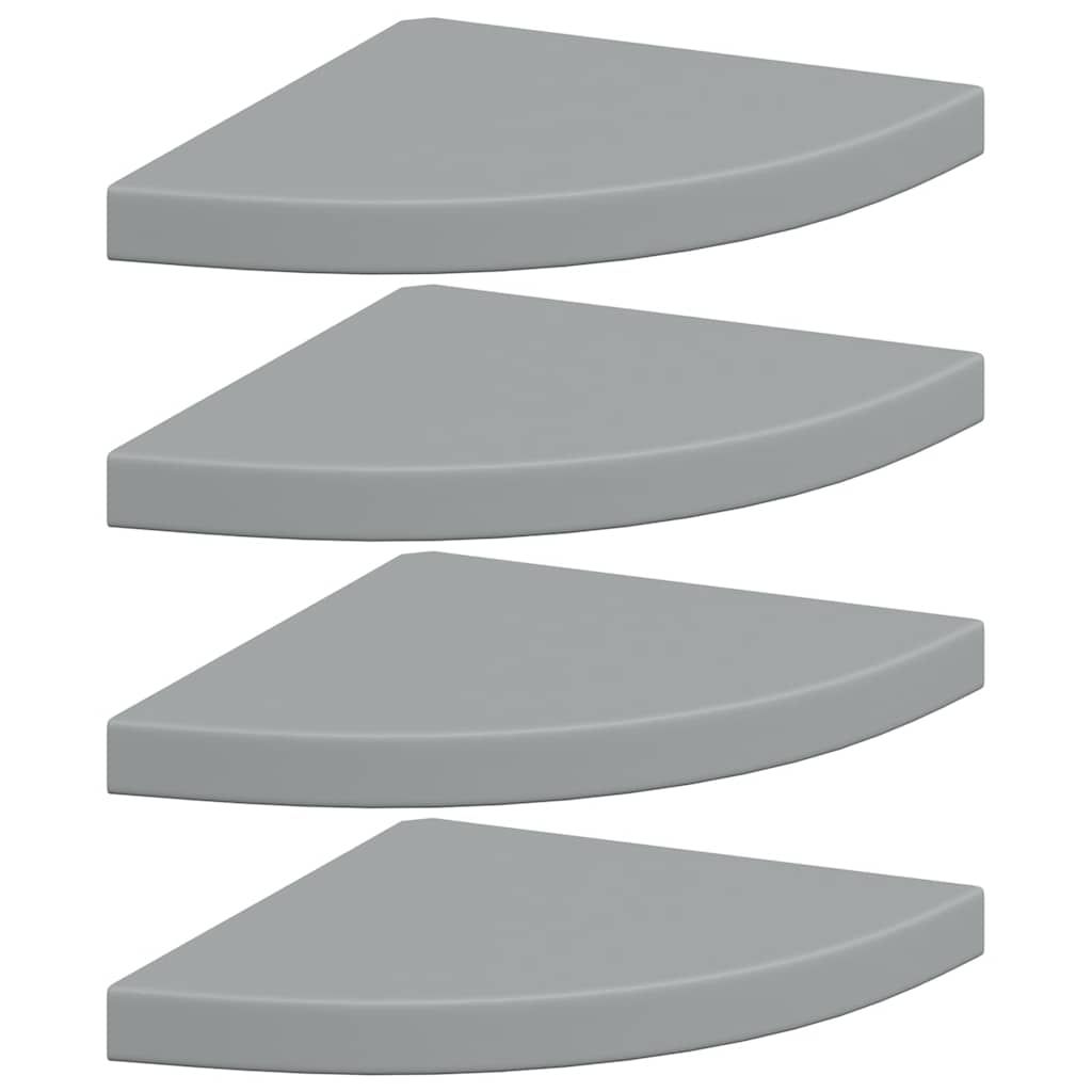 vidaXL Floating Corner Shelves 4 pcs Gray 13.8"x13.8"x1.5" MDF
