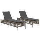 vidaXL Sun Loungers with Cushions 2 pcs Gray Poly Rattan