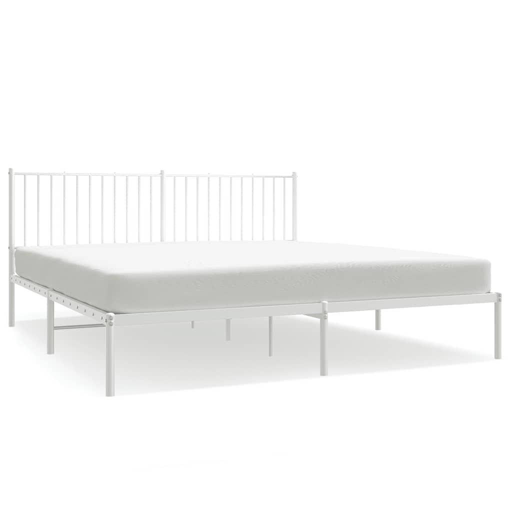 vidaXL Metal Bed Frame without Mattress with Headboard White 72"x83.9"