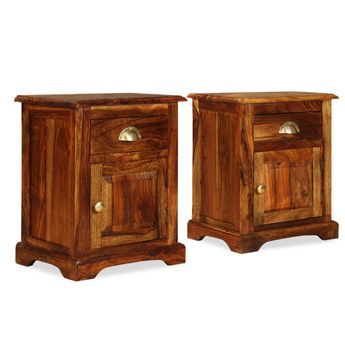 vidaXL Bedside Cabinet 2 pcs 15.7"x11.8"x19.7" Solid Acacia Wood