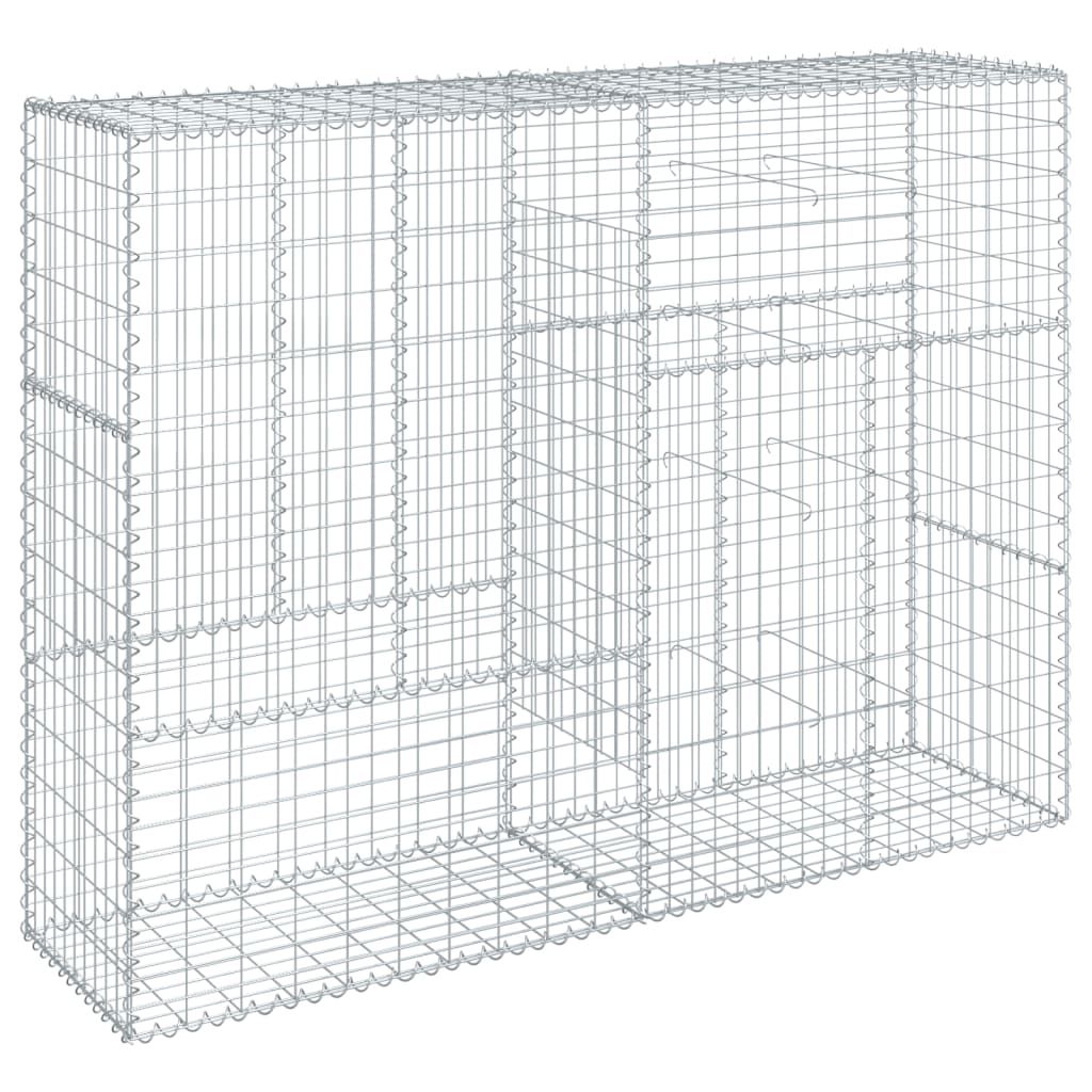 vidaXL Gabion Basket with Cover 200x50x150 cm Galvanised Iron