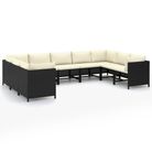 vidaXL 9 Piece Patio Lounge Set with Cushions Poly Rattan Black