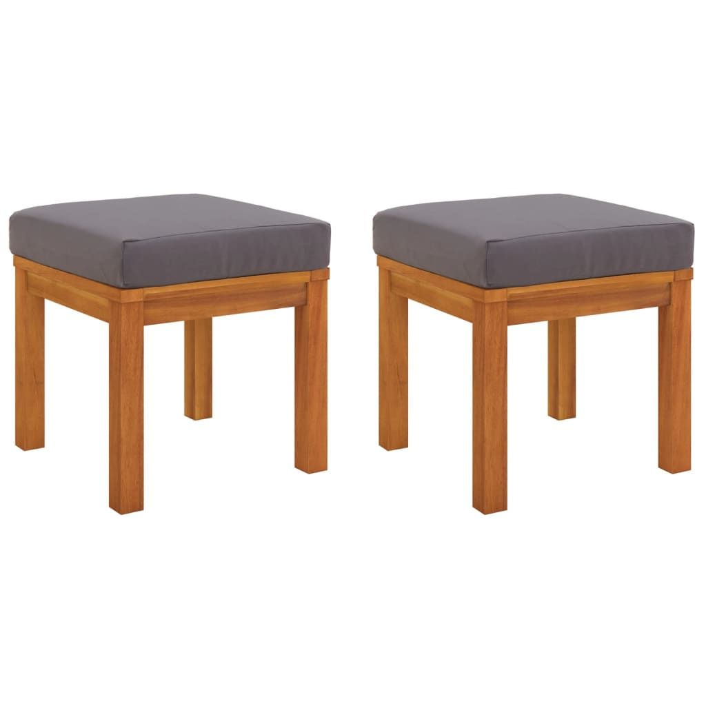 vidaXL Garden Stools with Cushions 2 pcs 40x40x42 cm Solid Wood Acacia