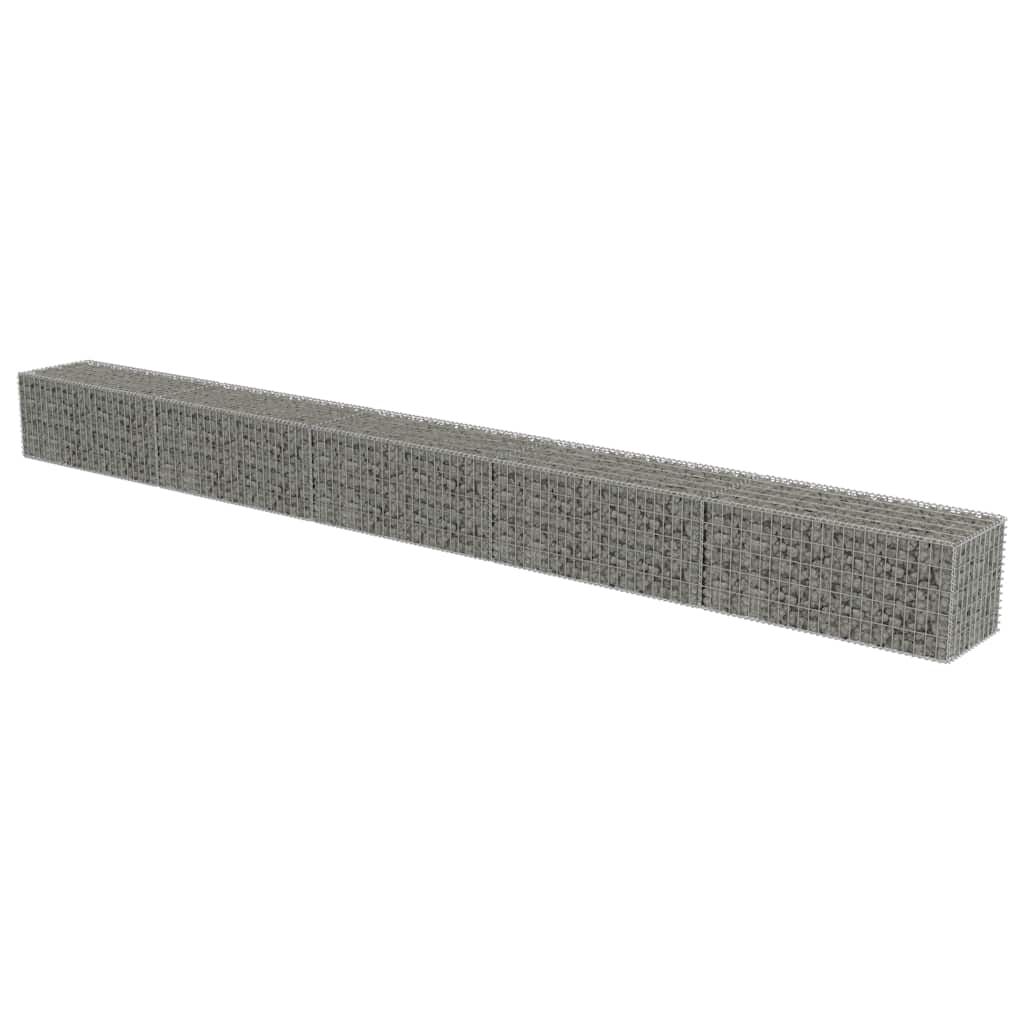 vidaXL Gabion Wall with Covers Galvanized Steel 236"x19.7"x19.7"