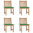 vidaXL Patio Chairs 4 pcs with Cushions Solid Teak Wood