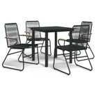 vidaXL 5 Piece Garden Dining Set Black PVC Rattan