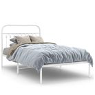 vidaXL Metal Bed Frame without Mattress with Headboard White 39.4"x78.7"