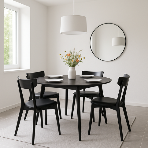 Black and white dining room