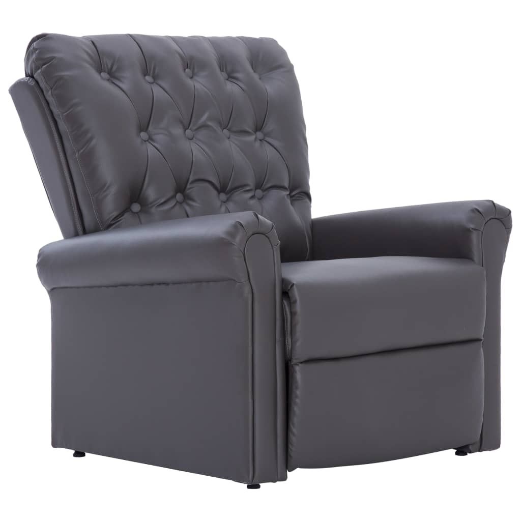 vidaXL Reclining Chair Gray Faux Leather