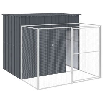 vidaXL Dog House with Run Anthracite 84.3"x99.6"x71.3" Galvanized Steel