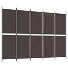 vidaXL 5-Panel Room Divider Brown 250x180 cm Fabric