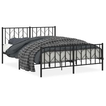 vidaXL Metal Bed Frame without Mattress with Footboard Black 59.1"x78.7"