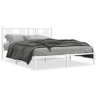 vidaXL Metal Bed Frame without Mattress with Headboard White 59.1"x78.7"