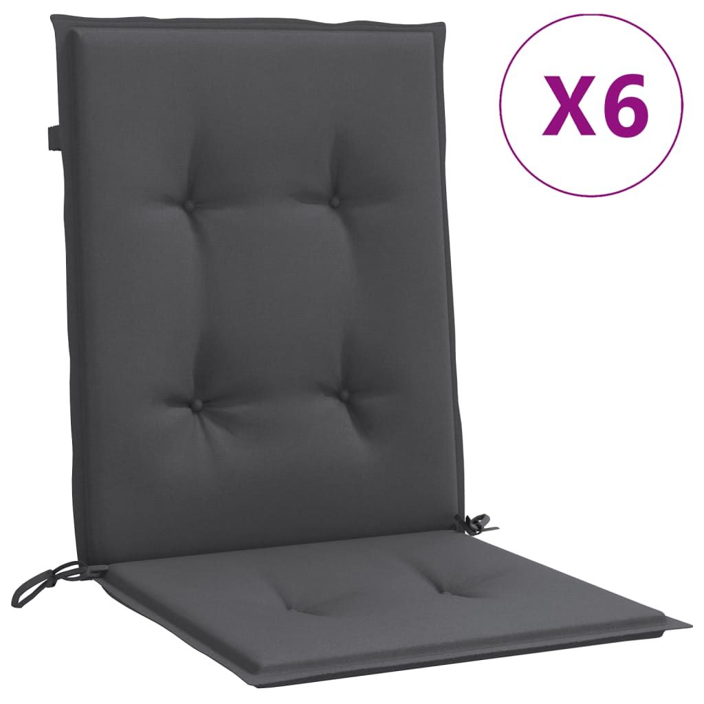 vidaXL Lowback Chair Cushions 6 pcs Melange Anthracite 100x50x4 cm Fabric