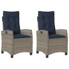 vidaXL Reclining Garden Chairs 2 pcs with Cushions Grey Poly Rattan