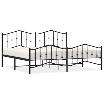 vidaXL Metal Bed Frame without Mattress with Footboard Black 193x203cm