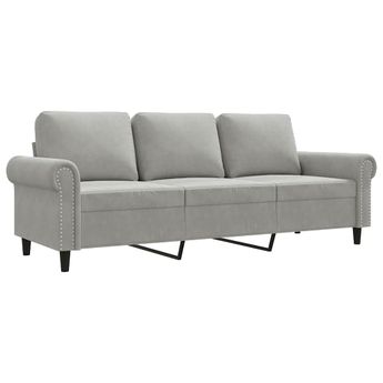 vidaXL 3-Seater Sofa Light Gray 70.9" Velvet