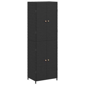 vidaXL Garden Storage Cabinet Black 23.2"x15.7"x70.9" Poly Rattan