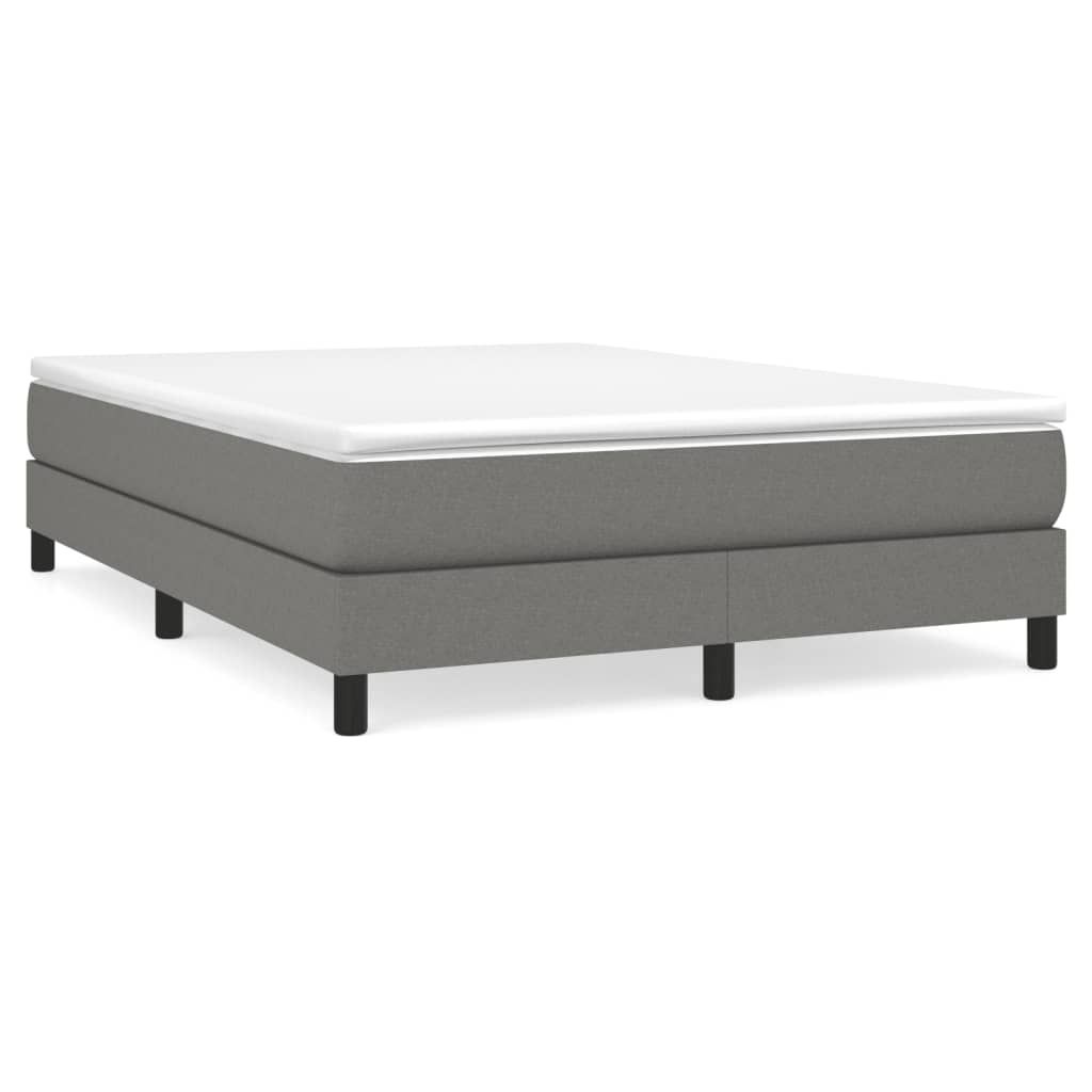 vidaXL Box Spring Bed Frame Dark Grey Full Fabric (US Only)