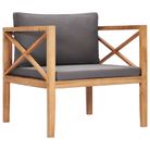 vidaXL Patio Chair with Gray Cushions Solid Wood Teak