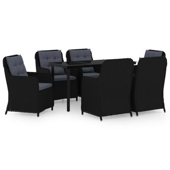vidaXL 7 Piece Patio Dining Set Black