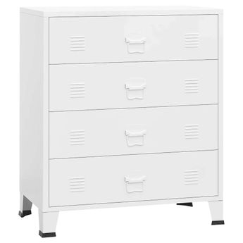 vidaXL Industrial Drawer Cabinet White 30.7"x15.7"x36.6" Metal