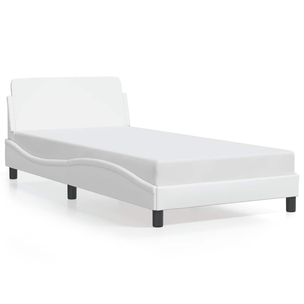vidaXL Bed Frame "Dover" White 39.4"x74.8" Faux Leather