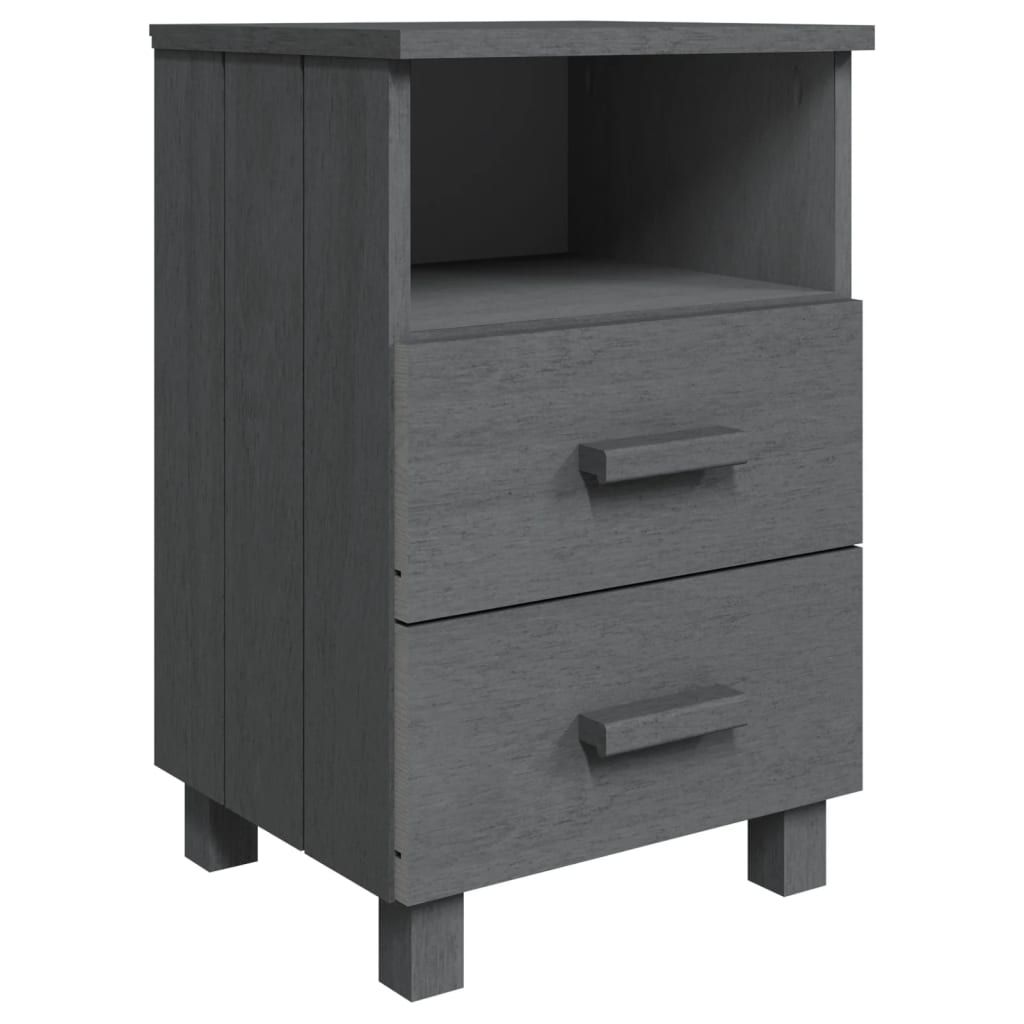 vidaXL Bedside Cabinet HAMAR Dark Gray 15.7"x13.8"x24.4" Solid Wood Pine