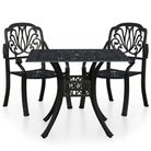 vidaXL 3 Piece Bistro Set Cast Aluminum Black