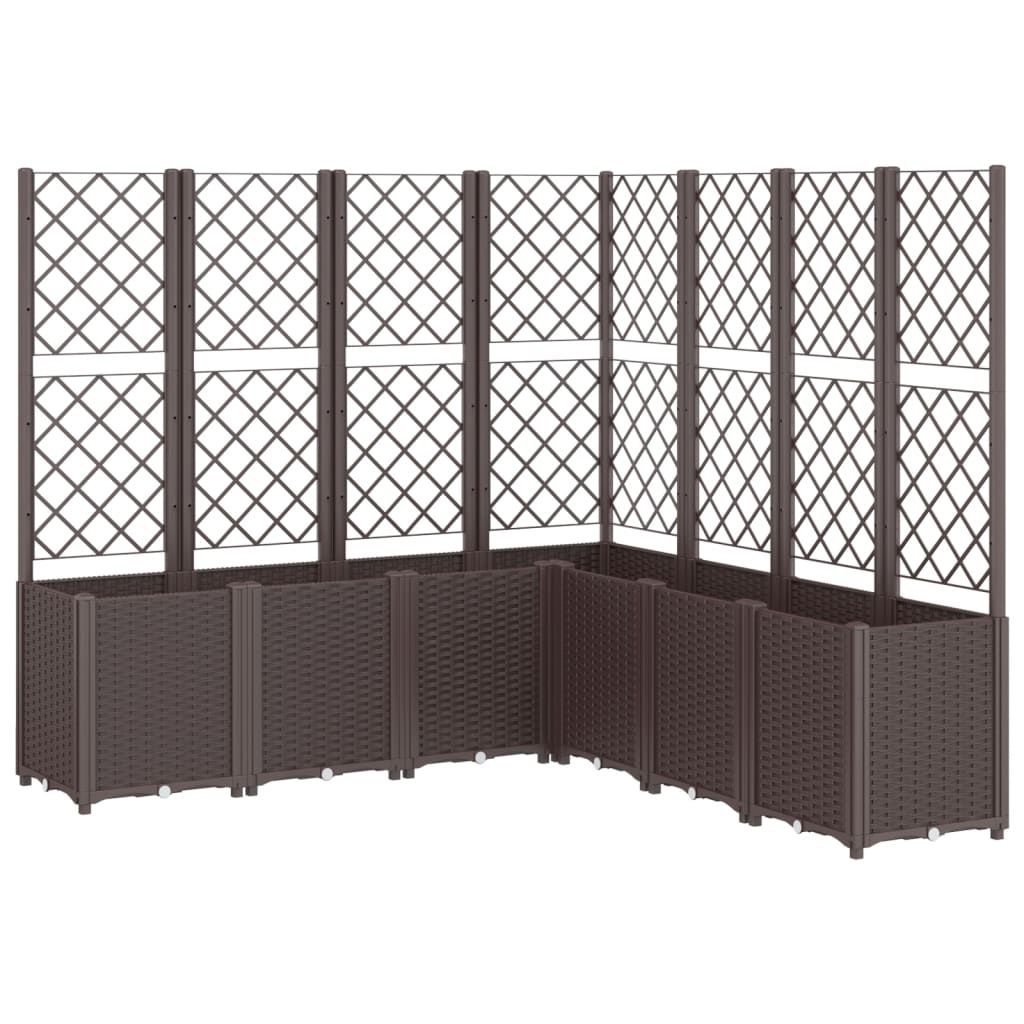 vidaXL Garden Planter with Trellis Brown 63"x63"x55.1" PP