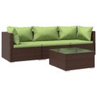 vidaXL Patio Furniture Set 4 Piece with Cushions Poly Rattan Brown