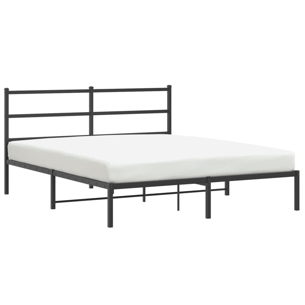 vidaXL Metal Bed Frame without Mattress with Headboard Black 59.1"x78.7"