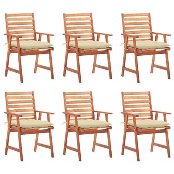 vidaXL Outdoor Dining Chairs 6 pcs with Cushions Solid Acacia Wood