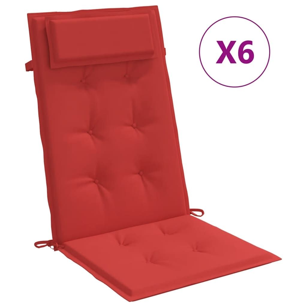 vidaXL Highback Chair Cushions 6 pcs Red Oxford Fabric