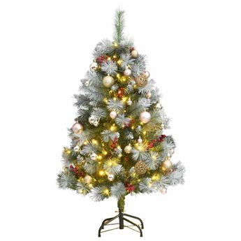 vidaXL Artificial Hinged Christmas Tree 150 LEDs & Ball Set 47.2"