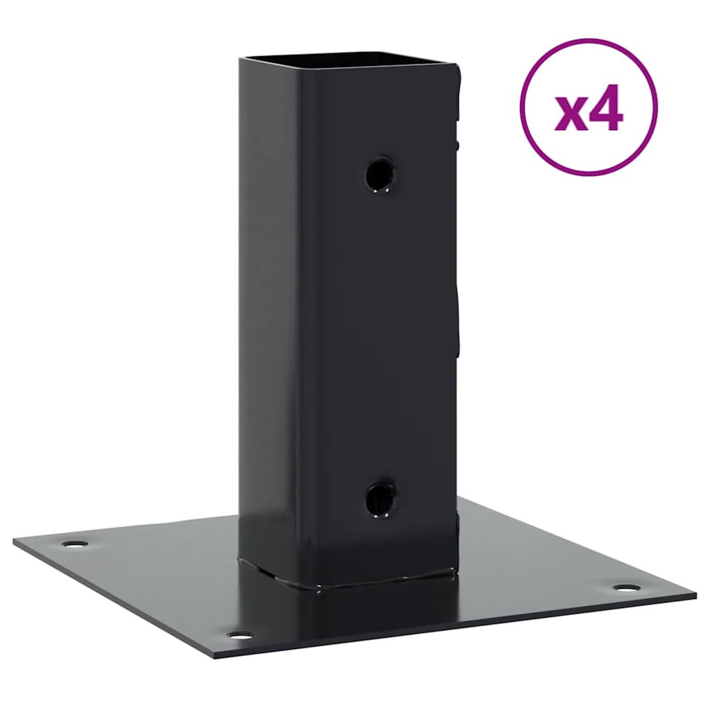 vidaXL Post Bases Square 4 pcs Anthracite 1.81x1.81" Powder-coated Steel