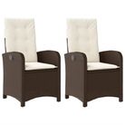 vidaXL Reclining Garden Chairs 2 pcs with Cushions Brown Poly Rattan