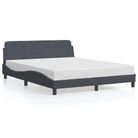 vidaXL Bed Frame "Dover" Dark Grey 152x203 cm Velvet