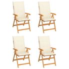 vidaXL Garden Chairs 4 pcs with Cream Cushions Solid Teak Wood