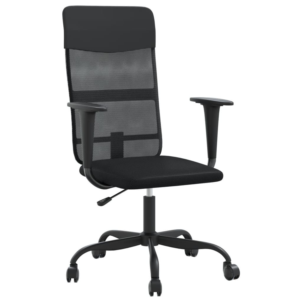 vidaXL Office Chair Black Mesh Fabric and Faux Leather